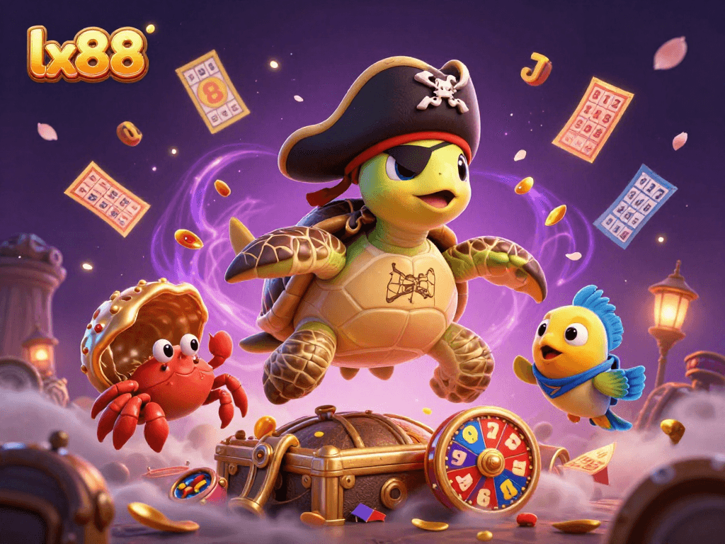 Engage in exciting games with lx88 featuring a vibrant scene of characters and dynamic gambling elements.