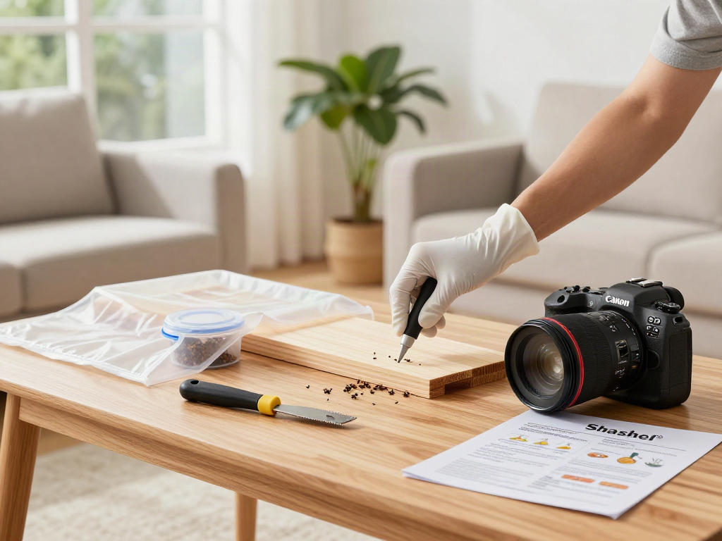 Traitement des insectes à bois avec Shashel® dans un intérieur lumineux et écologique.